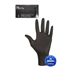 Рукавички оглядові нітрилові HOFFEN чорні  р. L (уп.50 пар) 