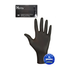 Рукавички оглядові нітрилові HOFFEN чорні  р. M (уп.50 пар)