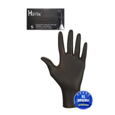 Рукавички оглядові нітрилові HOFFEN чорні  р.S (уп.50 пар) 
