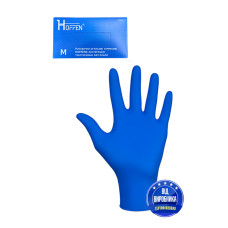 Рукавички оглядові нітрилові HOFFEN сині  р. M (50 пар) 
