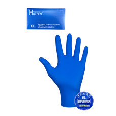 Рукавички оглядові нітрилові HOFFEN сині р. XL  (уп.50 пар) 