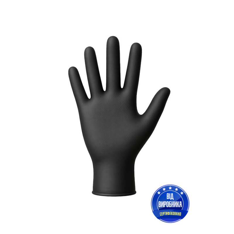 Рукавички оглядові нітрилові чорні BlackyPlus light, р.М (уп.50 пар)