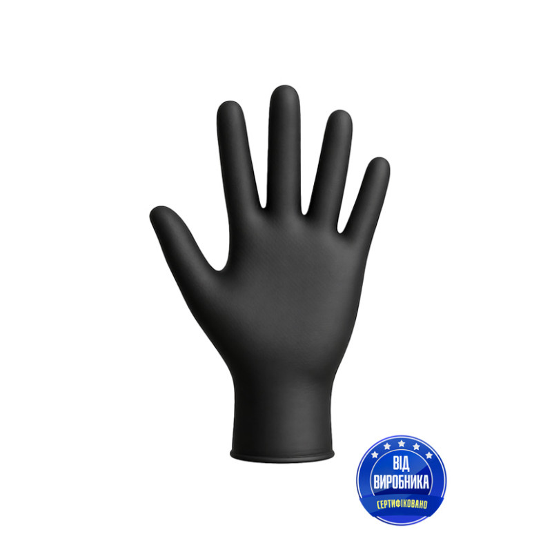 Рукавички оглядові нітрилові чорні BlackyPlus light, р.М (уп.50 пар)