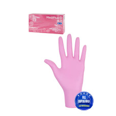 Рукавички оглядові нітрилові рожеві PinkyPlus, розмір M (уп 50 пар)