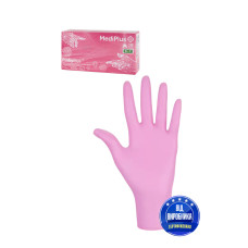 Рукавички оглядові нітрилові рожеві PinkyPlus, розмір S (уп 50 пар)