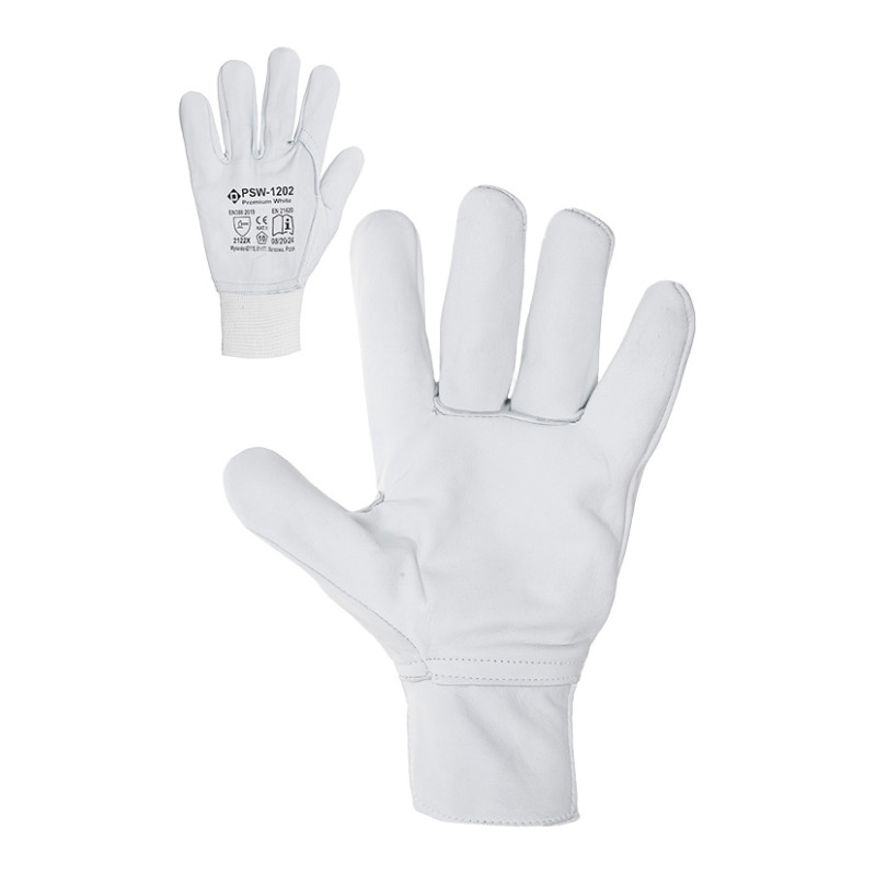 Рукавички робочі шкіряні Driver PSW-1202 Premium White з еластичним манжетом, р.10